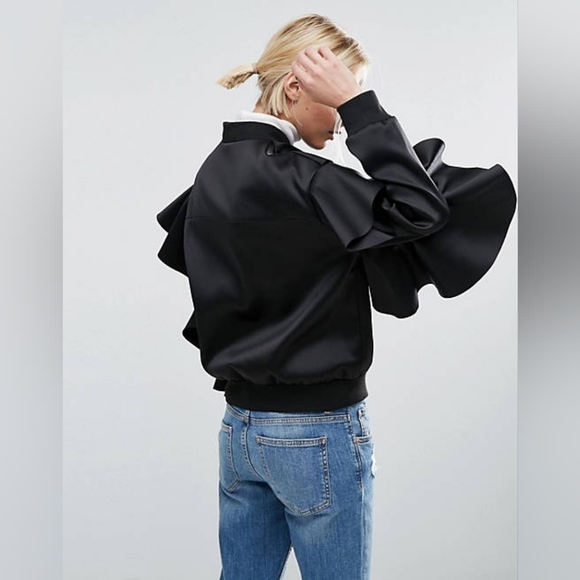 ASOS Ruffle Bomber Jacket - Picture 2 of 3